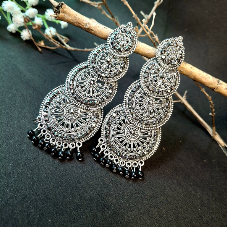 Tribal style black bead earrings for a boho chic look