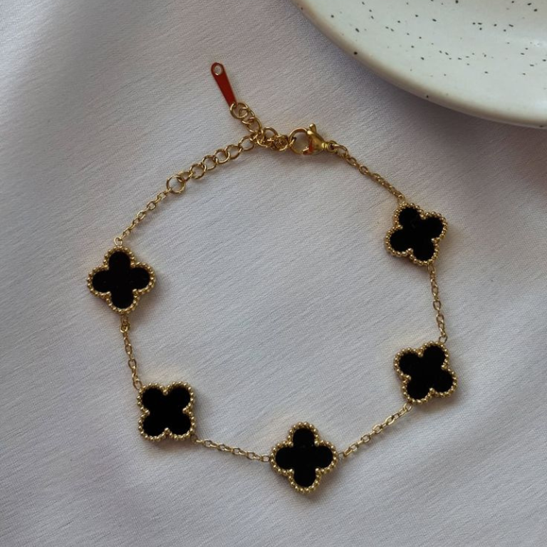 Black anti-tarnish dual-side bracelet for edgy style