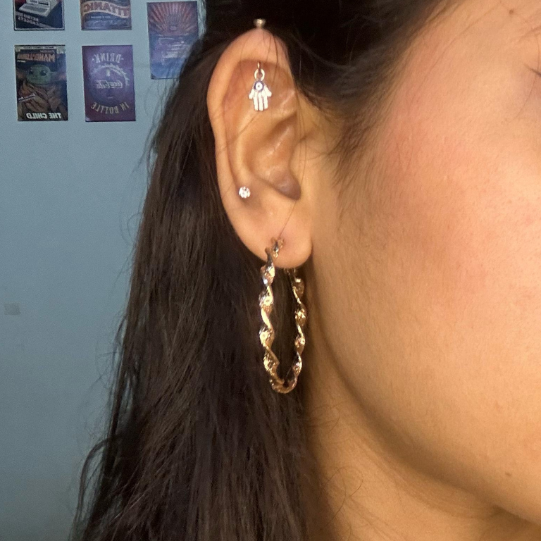 Gold plated geometric circular earrings for trendy styling