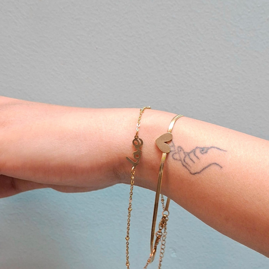 Double-layer love charm bracelet with snake chain style