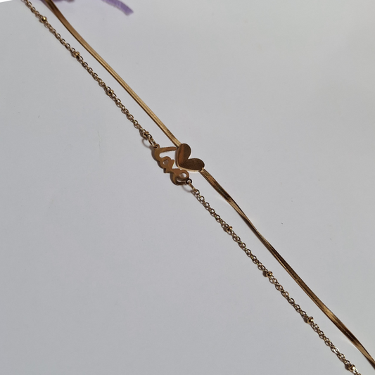 Double-layer love charm bracelet with snake chain style