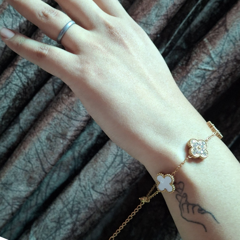 White and gold stainless steel bracelet for chic modern look