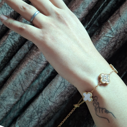 White and gold stainless steel bracelet for chic modern look