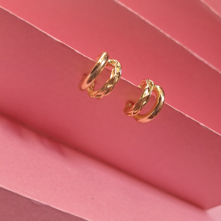 Minimalist gold double hoop earrings for versatile fashion